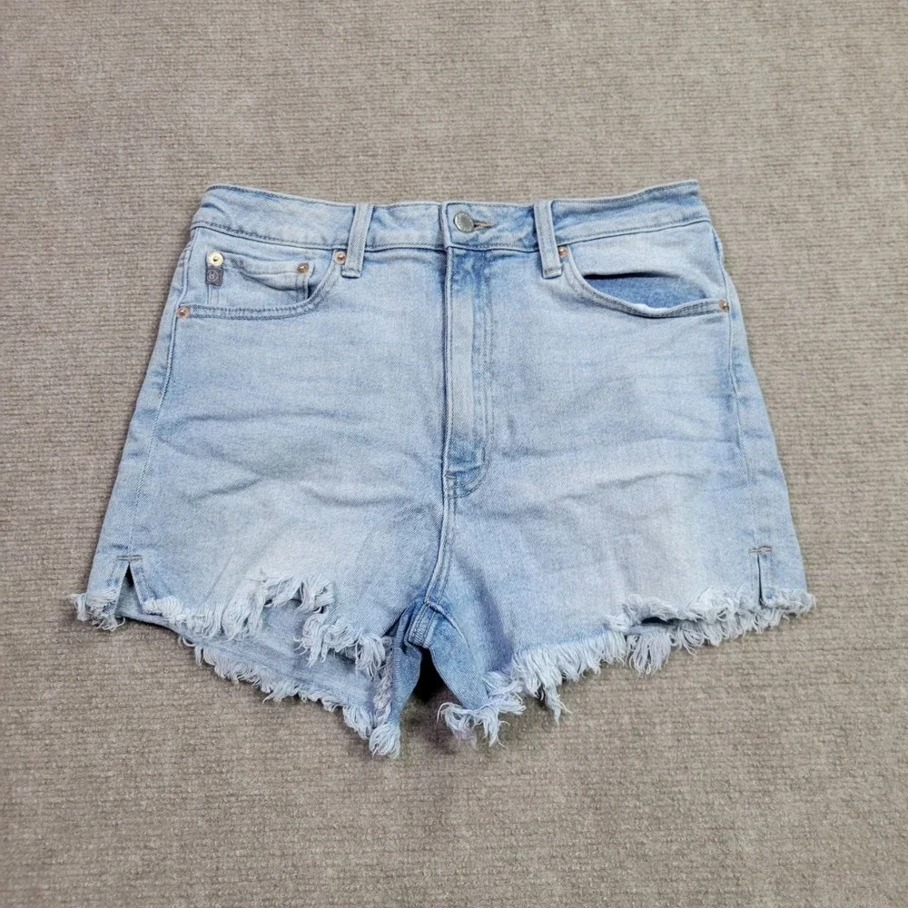 Just USA Jean Shorts Womens Large Blue Light Wash Frayed‎ Hem Casual Denim